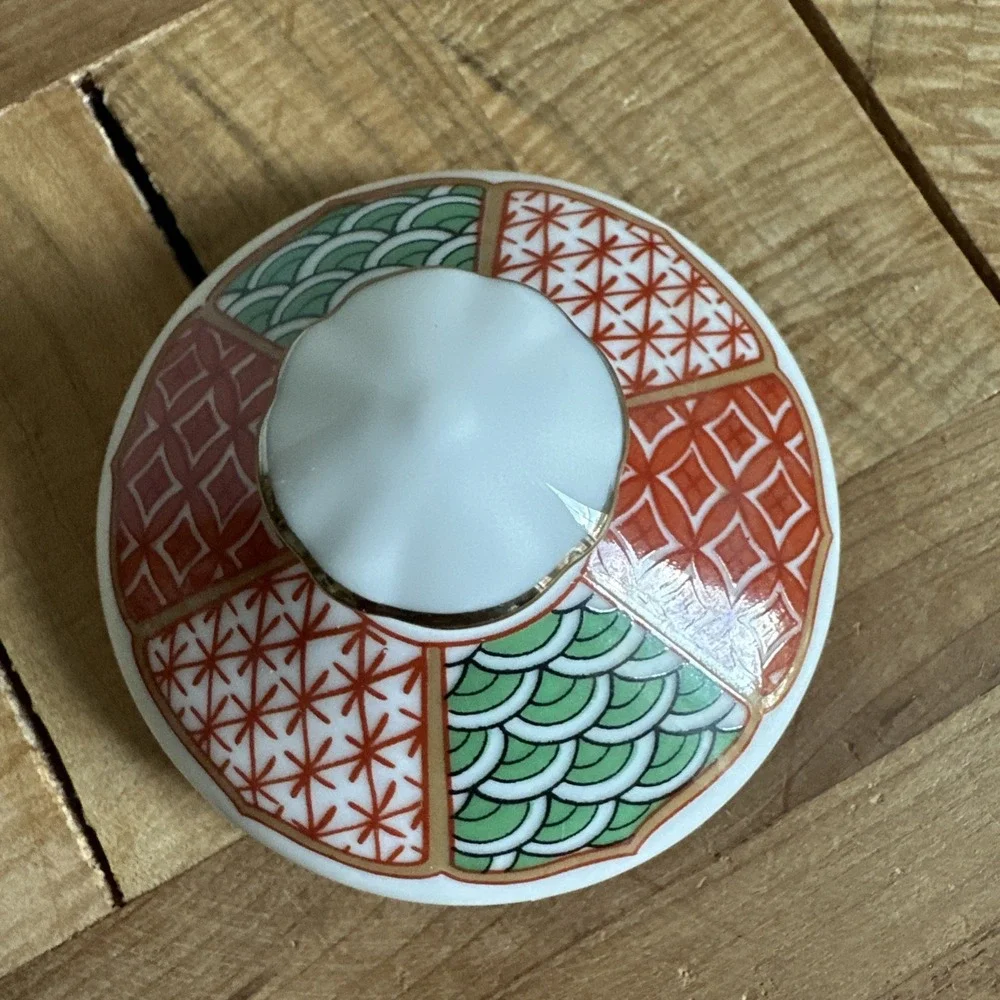 Arita Imari Peacock Sugar Bowl Lid 2.3 Inch Replacement Only Japan Made Signed
